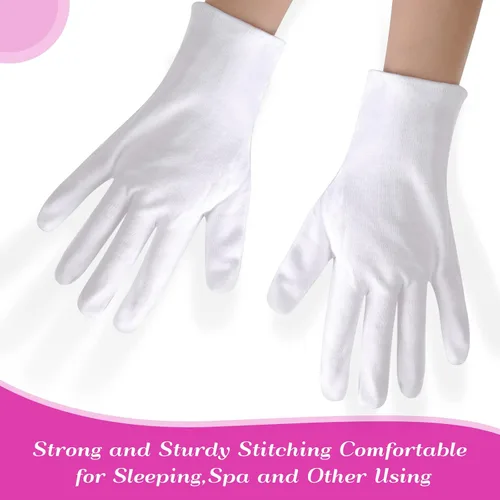 Miniatura 5 de Paxcoo 12 pares de guantes de algodón blanco XL para hidratación de manos secas, cosmética, eczema, spa de manos y inspección de joyas