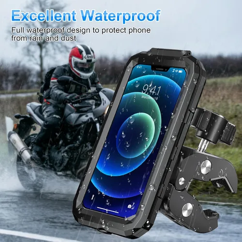 Miniatura 3 de Soporte de teléfono para bicicleta, impermeable, soporte para teléfono de motocicleta, manillar, rotación de 360°, soporte para teléfono celular