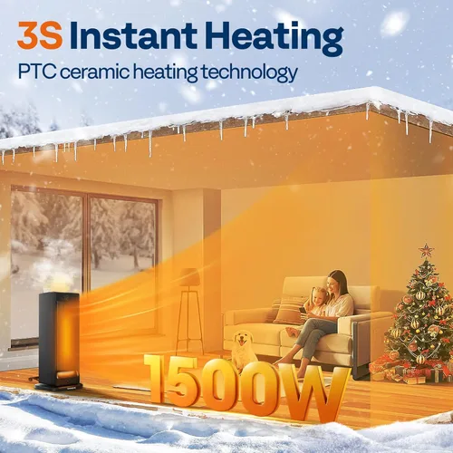 Miniatura 2 de VIVOHOME Calentador de espacio con humidificador, calentador eléctrico para uso en interiores, calentador de cerámica silencioso de 1500 W