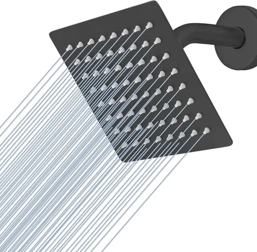 Miniatura 16 de Voolan - Regadera tipo lluvia de metal, cuadrada, de alto flujo, cobertura de cuerpo completo en cascada, montaje universal para techo o pared