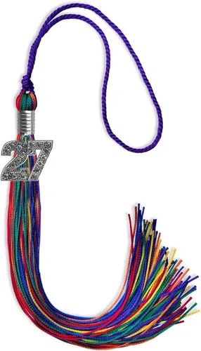Miniatura 71 de Endea Graduation Borla de un solo color con dije de plata brillante (oro antiguo, 2022)