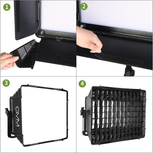 Miniatura 2 de GVM - Difusor plegable con rejilla de colmena para luz de video LED RGB 1500D, adecuado para iluminación de estudio, fotografía de retrato