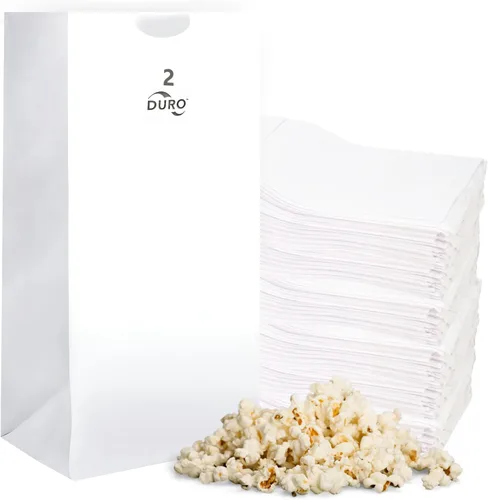 Miniatura 10 de Duro 4# Bolsas de almuerzo de papel blanco de 100 unidades, bolsas de papel desechables a granel, pequeñas SOS para palomitas de maíz, dulces
