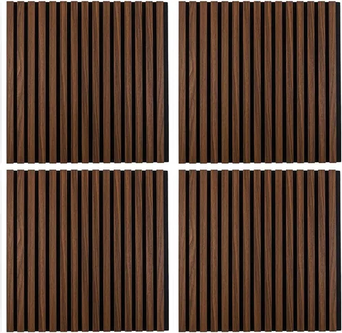 Miniatura 17 de IZODEKOR Paneles de pared acústicos de madera de 23.5 x 23.5 pulgadas (paquete de 2) – Paneles decorativos absorbentes de sonido para decoración