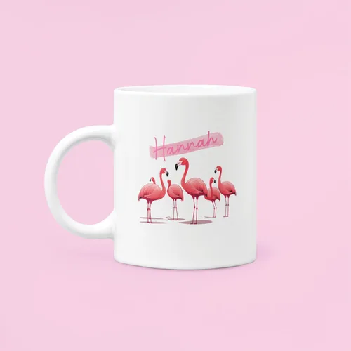 Miniatura 2 de Taza de flamenco personalizada 2023, Flock Of Flamingo Mug para cumpleaños de los amantes del flamenco, taza de café personalizada de flamenco