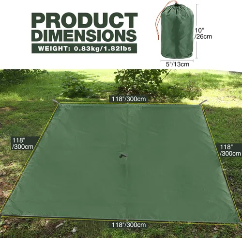 Miniatura 3 de Lona impermeable REDCAMP para acampar, de 91x210cm, 139x210cm, 180x210cm, 208x208cm, 241x210cm, toldo multifuncional 4 en 1 de gran espacio