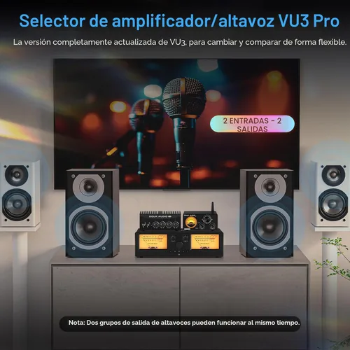 Miniatura 2 de Douk Audio VU3 PRO Medidor VU Analógico Dual, Interruptor de Amplificador de 2 Vías, Selector de Altavoces, Caja Conmutadora de Audio
