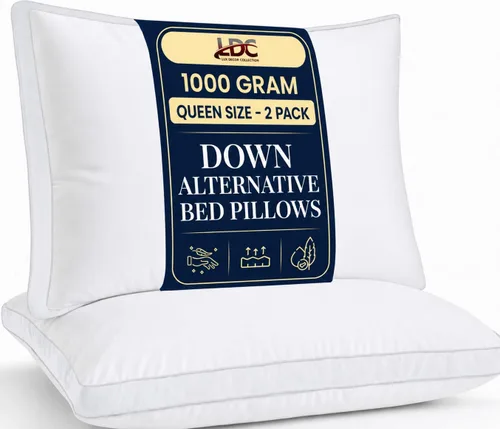 Miniatura 18 de LUX Décor - Juego de 2 almohadas suaves de hotel con refuerzo, para dormir de lado, boca abajo y de espalda, almohadas de cama de hotel alternativas