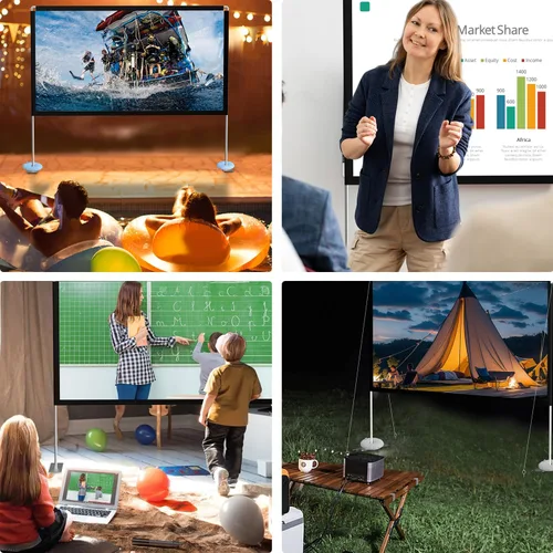 Miniatura 3 de Soporte de pantalla de proyector portátil al aire libre: pantalla de proyección de película 80 pulgadas 4K HD16: 9 Pantalla exterior con bolsa