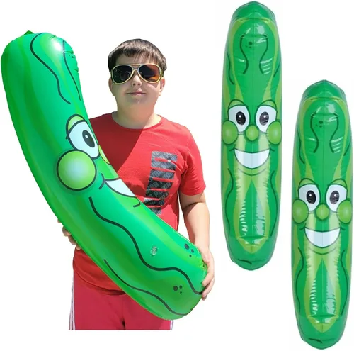 Cabeza de pepinillo sonriente inflable gigante gigante de 36 pulgadas (3 pies). Vinilo inflable de cara inflable para playa, piscina, flotador de