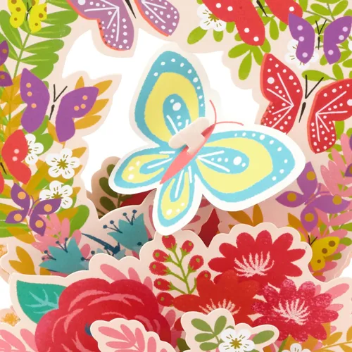 Miniatura 4 de Hallmark Paper Wonder - Tarjeta desplegable para cumpleaños, pensando en ti, felicitaciones o cualquier ocasión (flores y mariposas)