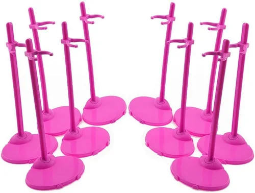 Miniatura 7 de 10 Pcs Doll Display Holders - Mini Stand for 11-13 Inch Dolls & Action Figures - Pink