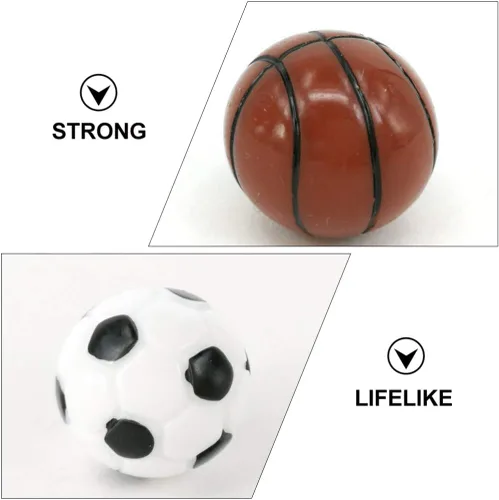 Miniatura 9 de Kisangel Juego de 10 piezas de resina deportiva de fútbol, casa de muñecas de fútbol, mini juego de baloncesto para casa de muñecas, suministros