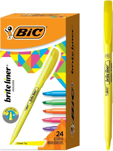 Miniatura 9 de Rotuladores, punta de cincel, colores surtidos, BIC Brite Liner 24 unidades, Amarillo