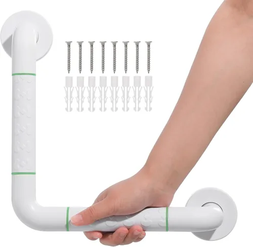 Barandilla antibaño, barra de mano de ducha de acero inoxidable blanco desmontable de 90°, soporte de barandilla de seguridad para ancianos, niños y