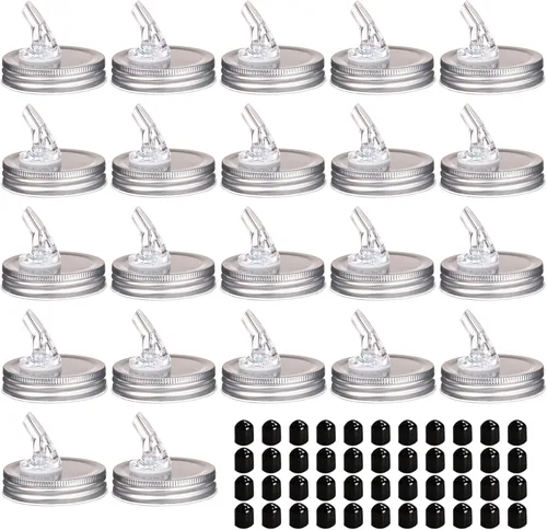 Miniatura 15 de Tarro con pico vertedor Mason Jar. Picos vertedores de flujo libre para tarro Mason Jar, tarro Mason para pico de boca regular tamaño 70mm Paquete