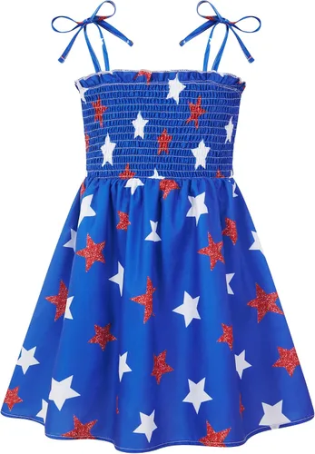 Miniatura 26 de Vieille Vestido de verano para niñas pequeñas, vestido de verano con tirantes delgados, vestido de princesa estampado floral, vestido casual