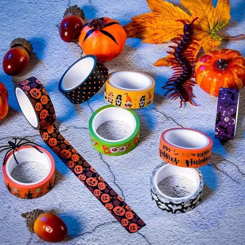 Miniatura 5 de Whaline 24 Rollos de Cinta Washi de Otoño Halloween Juego de Cinta Washi Navideña de Acción de Gracias Hojas de Otoño Calabaza Cinta de Enmascarar
