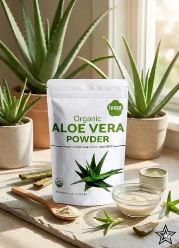 Miniatura 3 de Iyasa Holistics Aloe Vera orgánico en polvo de 8 onzas – Aloe Barbadensis hoja entera – Certificado USDA finamente molido, fórmula fácil de mezclar