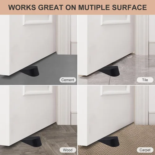 Miniatura 4 de JZWBLILY Topes de puerta grandes para la parte inferior de la puerta en el piso, cuña de tope de puerta de goma grande premium, topes de puerta Negro