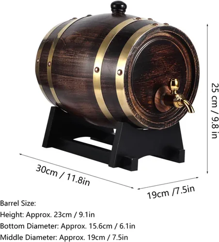 Miniatura 3 de Vino de madera 3L, almacenamiento de vino tinto brandy whisky tequila decoración del hogar envejecimiento con grifo dispensador de vino
