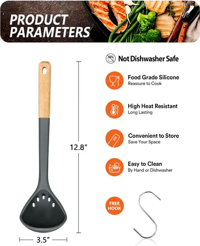 Miniatura 2 de Cuchara grande de silicona para sopa, utensilios de cocina antiadherentes con alta resistencia al calor, sin BPA, herramientas de cocina perfectas