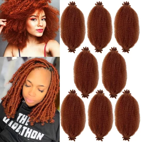 Miniatura 7 de Cabello Afro Twist Elástico de 16 pulgadas, Cabello Kinky para Trenzar, Cabello Marley Twist para Crochet 2# Pre Esponjado, Cabello Spring Twists