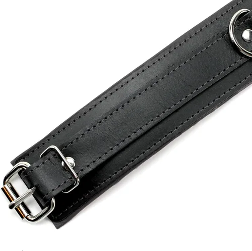 Miniatura 3 de Madison Collar Latigo Leather Lambskin O-Ring Handmade Padded Leather Collar