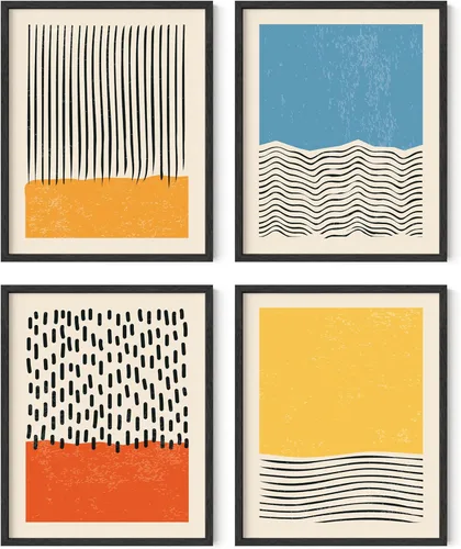Miniatura 78 de HAUS AND HUES Arte abstracto para pared en blanco y negro, juego de 4 pósteres minimalistas en blanco y negro para paredes, pósteres estéticos Juego