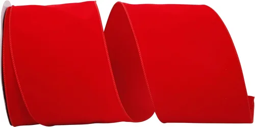 Miniatura 10 de Cinta Reliant Ribbon 92270W-957-40K Value Velvet con borde de alambre, 2-1/2 pulgadas x 50 yardas, escarlata/oro