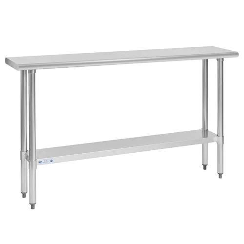 Miniatura 12 de Mesa de acero inoxidable para preparación y trabajo, con ruedas giratorias, mesa resistente, comercial NSF, con estante inferior y protector