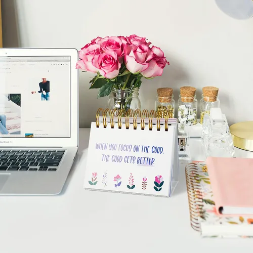 Miniatura 6 de Regalos inspiradores para mujeres, calendario de escritorio motivacional, calendario de escritorio con afirmaciones positivas diarias y citas Azul