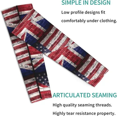 Miniatura 2 de Unisex Lightweight Cooling Arm Sleeves American British Flag Wall Compression Warmer Cover For Outdoor Activity