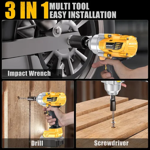 Miniatura 5 de NATBEESY Llave de impacto compatible con batería DeWalt 20V MAX: destornillador de anillo de cerdo de 1/2 pulgada - 1000N.m (750 pies-libras)