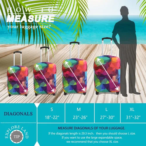 Miniatura 5 de Explore Land Funda para Equipaje de Viaje Protector de Maleta Aprobado por Aerolíneas se Ajusta a Maletas de 18-32 Pulgadas, Geometry, M