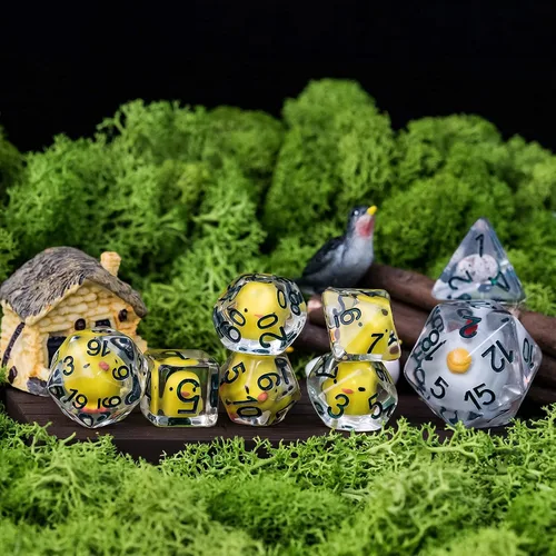 Miniatura 2 de Cusdie 8 dados DND, juego de dados poliédricos rellenos de animales, juego de dados de animales para juegos de rol, dados D&D