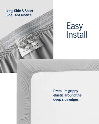 Miniatura 3 de REST® Evercool®+ Sábana bajera ajustable, tamaño King, gris claro, 15 pulgadas de profundidad (hasta 18 pulgadas), ropa de cama transpirable