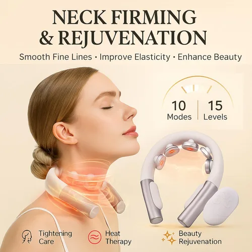Miniatura 3 de Masajeador de cuello premium con calor - Dispositivo de relajación de lujo para aliviar el estrés en casa, oficina y viajes