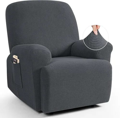 Miniatura 32 de TAOCOCO Funda reclinable de 4 piezas, funda elástica para sofá reclinable de 4 piezas, funda reclinable con 1 asiento, protector suave, fundas