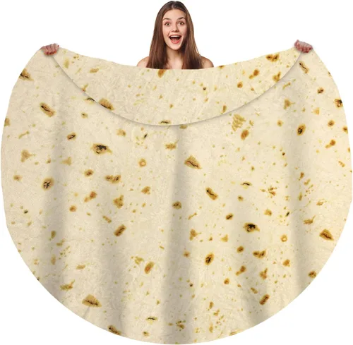 Bcareself Manta de Tortilla 2.0 de Doble Cara Tamaño Adulto Gigante de Doble Cara para Niños Divertida Realista de Comida Personalizada Manta de