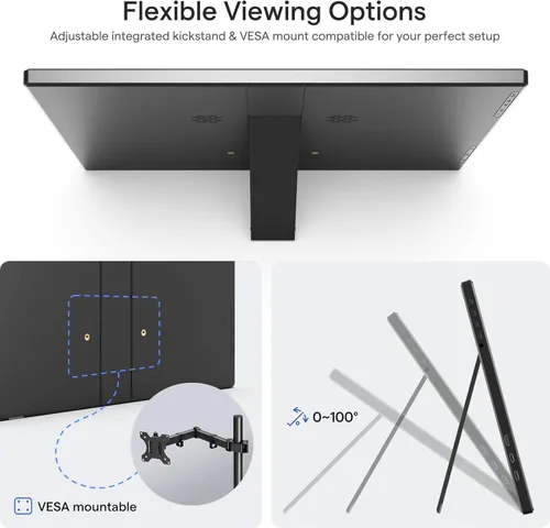 Miniatura 8 de Yxk Portable Monitor 14 Inch 1200P 60Hz IPS HDR Ultra-Slim Travel Monitor with Dual Speakers USB-C HDMI Second Screen for Laptop PC Mac Phone Xbox
