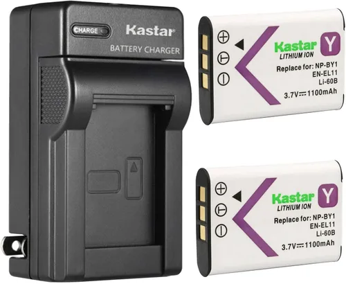 Kastar Paquete de 2 baterías y cargador de pared de CA de repuesto para batería Nikon EN-EL11, cargador MH-64, cámaras COOLPIX S550/S560