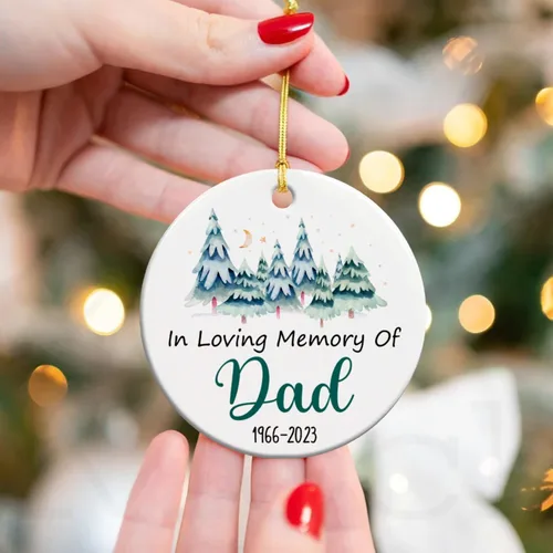 Miniatura 5 de Adorno de cerámica personalizado de Navidad en memoria amorosa de papá, adorno de Navidad personalizado para papá, adorno de recuerdo 2025, regalo