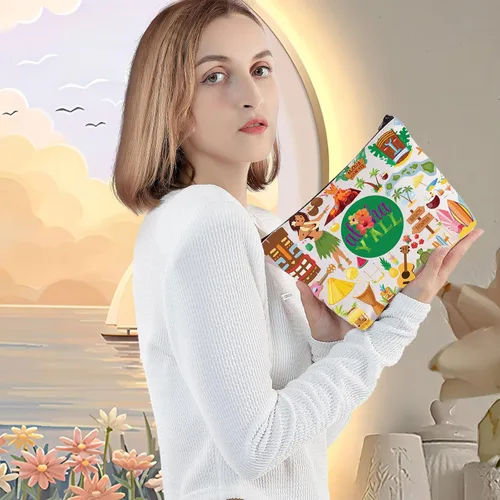 Miniatura 5 de LEVLO Aloha Hawaii - Bolsa de maquillaje para cosméticos, regalo de viaje, bolsa con cremallera para guitarra de playa, regalo de fiesta hawaiana