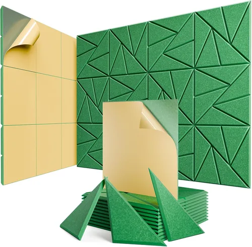 Miniatura 45 de Paquete de 12 paneles acústicos con autoadhesivos, paneles de espuma a prueba de sonido de 12 x 12 x 0.4 pulgadas, paneles de sonido de alta