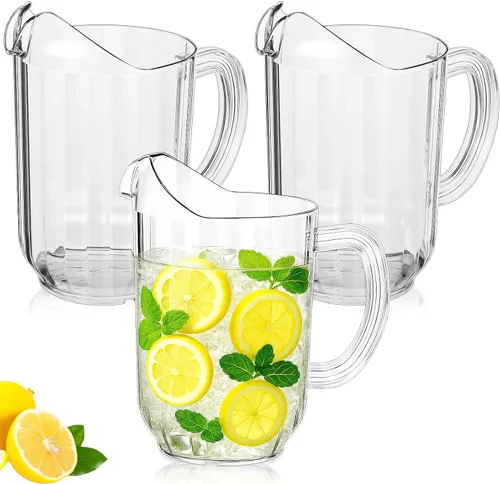 Miniatura 8 de Tessco for you - 1 jarra de plástico transparente de 60 onzas para restaurante, jarra de agua grande, jarra para servir leche, té, jugo de bebida