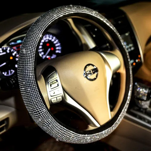 Miniatura 14 de Carwales - Funda para volante de coche con brillantes para mujeres y niñas, 15 pulgadas, universal, de diamantes de imitación de cristal colorido