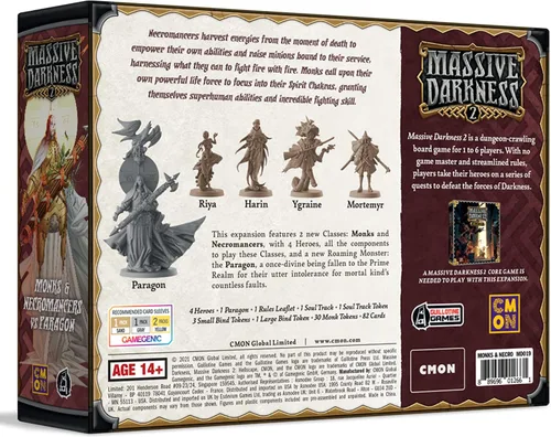 Miniatura 3 de Massive Darkness 2 Monjes y Nigromantes vs The Paragon Heroes and Monsters Expansion Juego de estrategia cooperativa para adultos y adolescentes