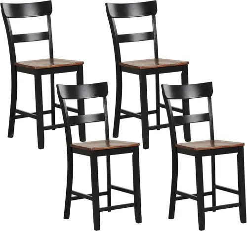 Miniatura 11 de Giantex Juego de 4 Taburetes de Bar de Madera de Altura de Mostrador, 24.5" Sillas de Bar de Comedor de Madera Estilo Granja con Marco de Madera
