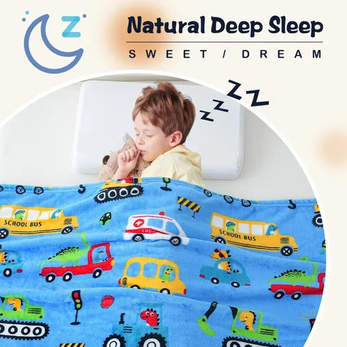 Miniatura 3 de SOCHOW Manta de Vellón con Diseño de Carro Camión Lindo para Niños y Niñas, Manta de Franela Suave Ligera Acogedora y Cálida para Cama de Niños